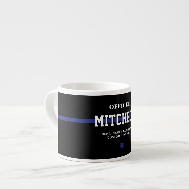 Personalised Police Officer Thin Blue Line Espresso Cup (Front Left)