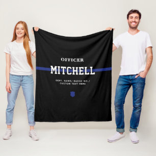 Personalised Police Officer Thin Blue Line Fleece Blanket