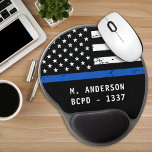 Personalised Police Officer Thin Blue Line Gel Mouse Pad<br><div class="desc">Thin Blue Line Mouse Pad - American flag in Police Flag colours,  distressed design . Personalise with Officer's name. This personalised police officer planner is perfect for police departments. COPYRIGHT © 2020 Judy Burrows,  Black Dog Art - All Rights Reserved. Personalised Police Officer Thin Blue Line Gel Mouse Pad</div>
