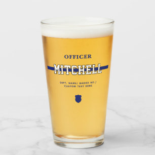 Personalised Police Officer Thin Blue Line Glass