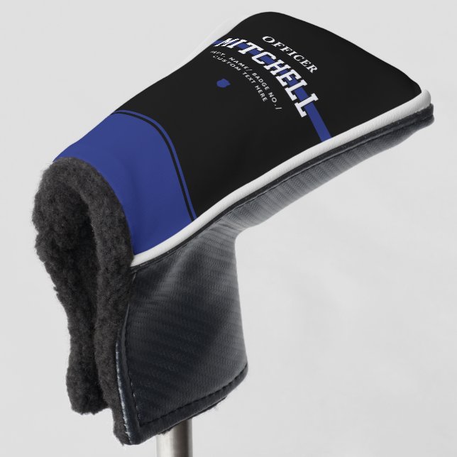 Personalised Police Officer Thin Blue Line Golf Head Cover (3/4 Front)