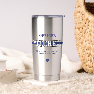 Personalised Police Officer Thin Blue Line Insulated Tumbler