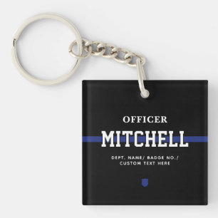 Personalised Police Officer Thin Blue Line Key Ring