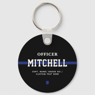 Personalised Police Officer Thin Blue Line Key Ring