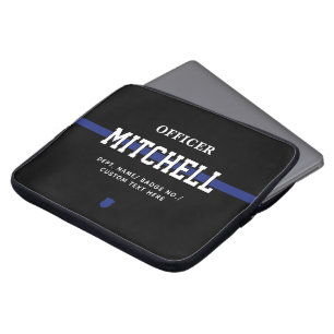Personalised Police Officer Thin Blue Line Laptop Sleeve