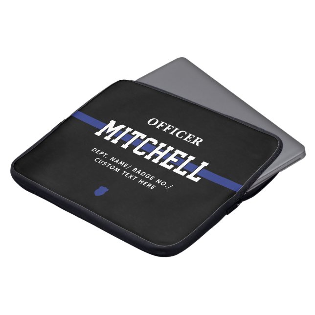 Personalised Police Officer Thin Blue Line Laptop Sleeve (Front Top)