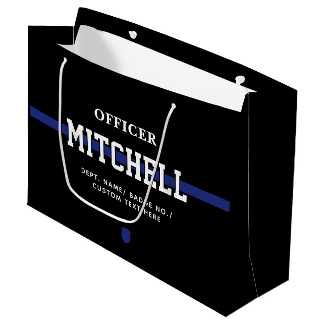 Personalised Police Officer Thin Blue Line Large Gift Bag (Front Angled)
