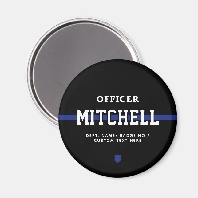 Personalised Police Officer Thin Blue Line Magnet (Front/Back)