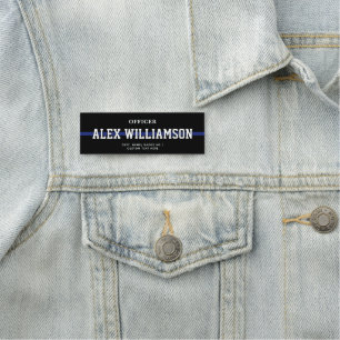 Personalised Police Officer Thin Blue Line Name Tag