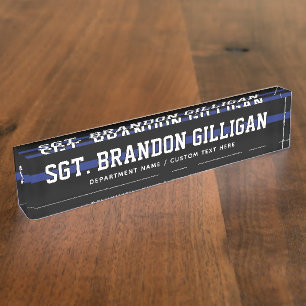 Personalised Police Officer Thin Blue Line Nameplate