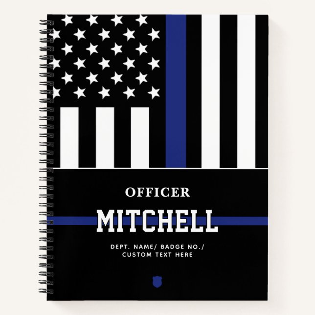 Personalised Police Officer Thin Blue Line Notebook (Front)
