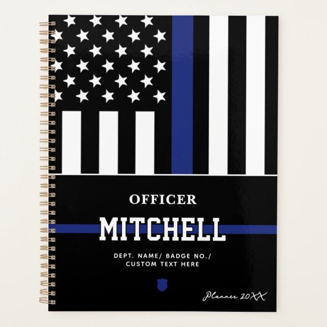 Personalised Police Officer Thin Blue Line Planner (Front)