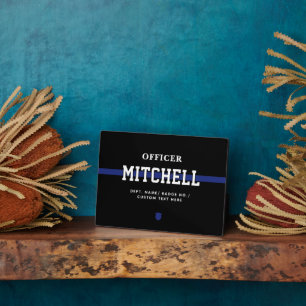 Personalised Police Officer Thin Blue Line Plaque