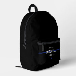 Personalised Police Officer Thin Blue Line Printed Backpack