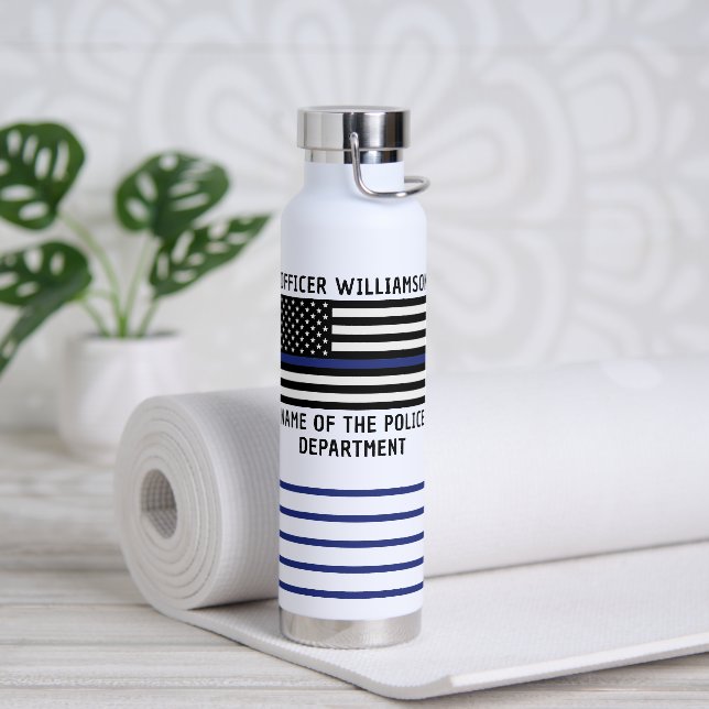 Personalised Police Officer Thin Blue Line  Water Bottle (Yoga)