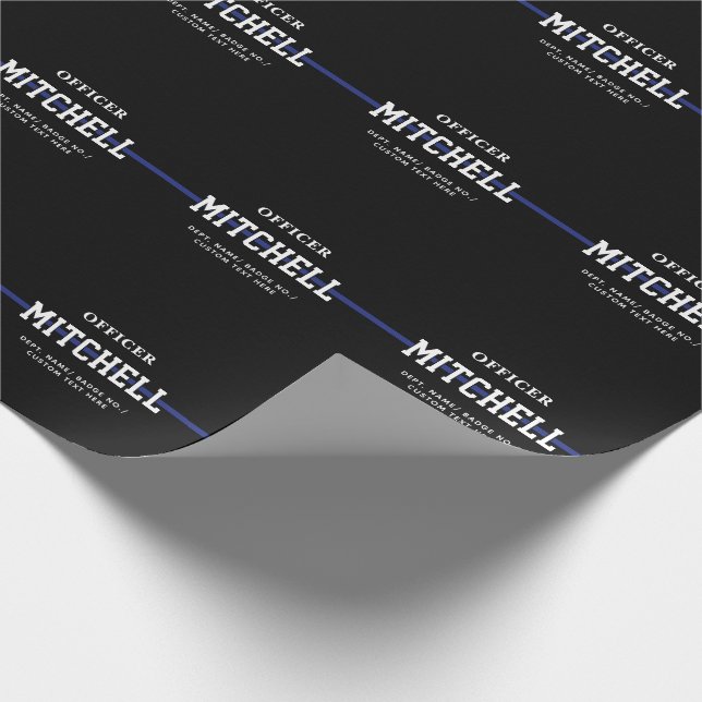 Personalised Police Officer Thin Blue Line Wrapping Paper (Corner)