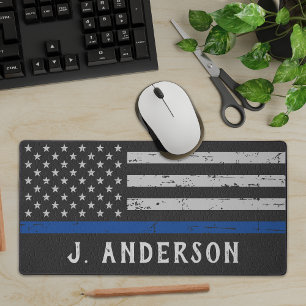 Personalised Police Officer Vintage Thin Blue Line Desk Mat