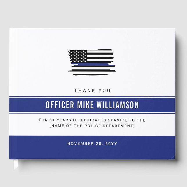 Personalised Police Retirement Celebration Guest Book (Front)