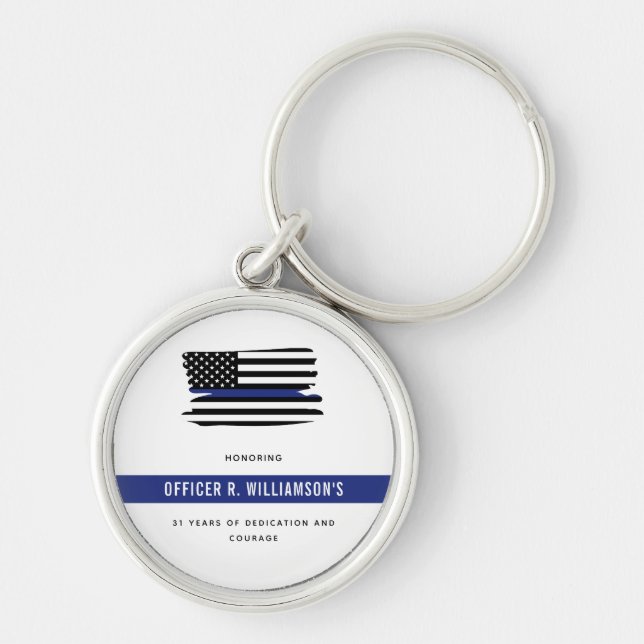 Personalised Police Retirement Celebration Key Ring (Front)
