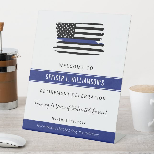 Personalised Police Retirement Celebration Pedestal Sign (In SItu)