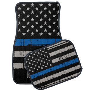 Personalised Police Thin Blue Line Car Floor Mat