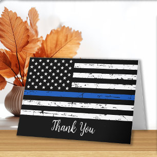 Personalised Police Thin Blue Line Flag Thank You Card