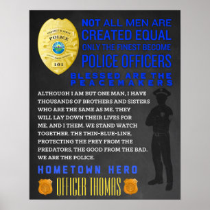 Personalised Policeman Gift. Police Sign. EMT Poster