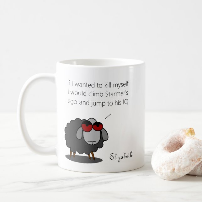 Personalised Political Starmer Funny IQ Humour Jok Coffee Mug (With Donut)