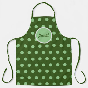 Personalised Polka Dot Apron (Hunter Green & Sage)