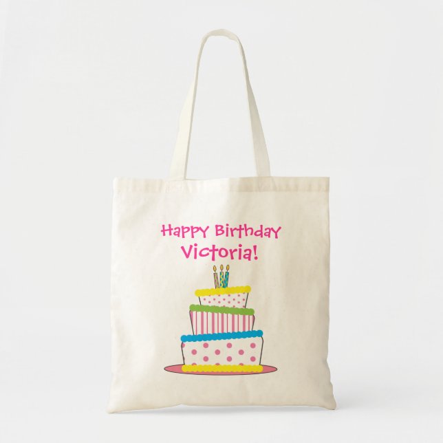 Personalised Polka Dot Birthday Cake Gift Bag (Front)