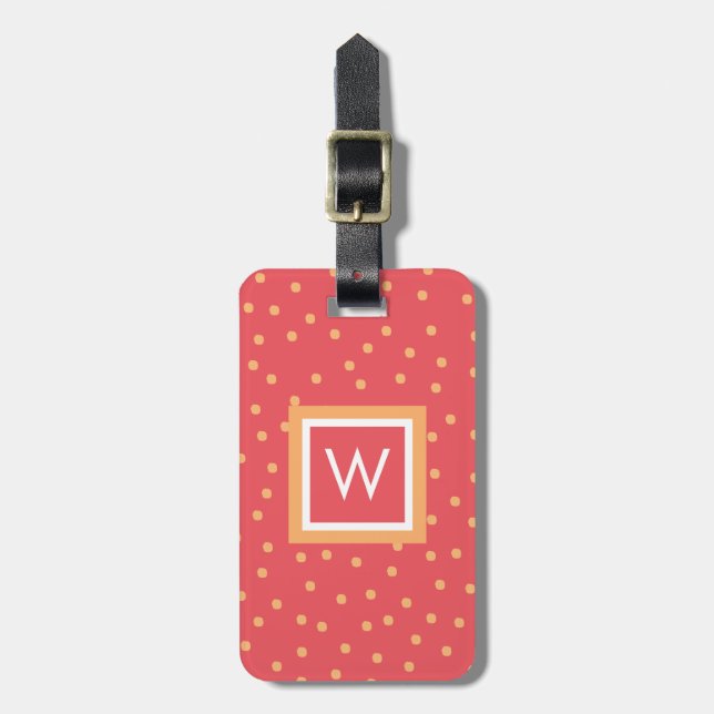 Personalised  Polka Dot Monogram Luggage Tag (Front Vertical)