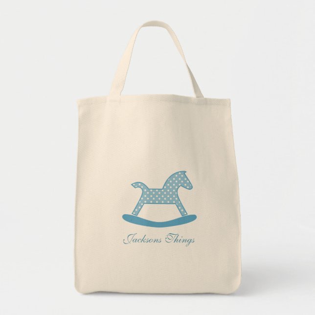 Personalised Polka Dot Rocking Horse Tote Bag (Front)