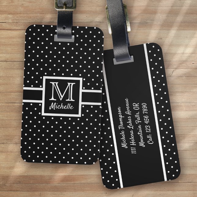 Personalised Polka Dot Spotty Monogram Luggage Tag (Creator Uploaded)
