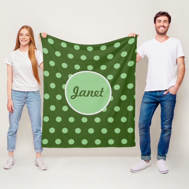 Personalised Polka Dot Throw Blanket (Hunter Green (In Situ)