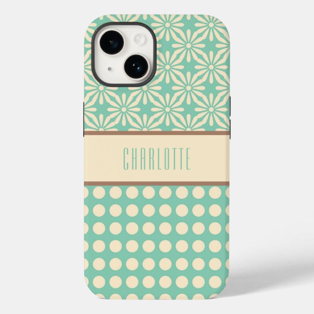 Personalised Polka Dots and Flowers Phone Case (Back)