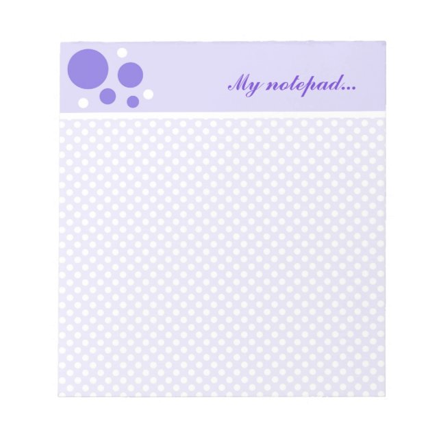 Personalised Polka Dots Notepads:Purple White Dots Notepad (Front)