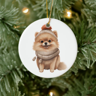 Personalised Pomeranian Dog Art Ceramic Ornament