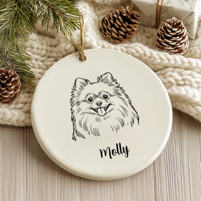 Personalised Pomeranian Dog Christmas Ceramic Ornament (Creator Uploaded)