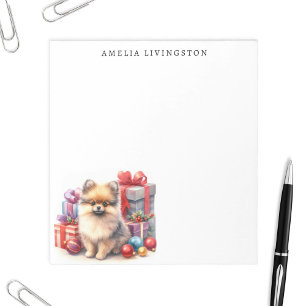 Personalised Pomeranian Puppy Dog Christmas  Notepad