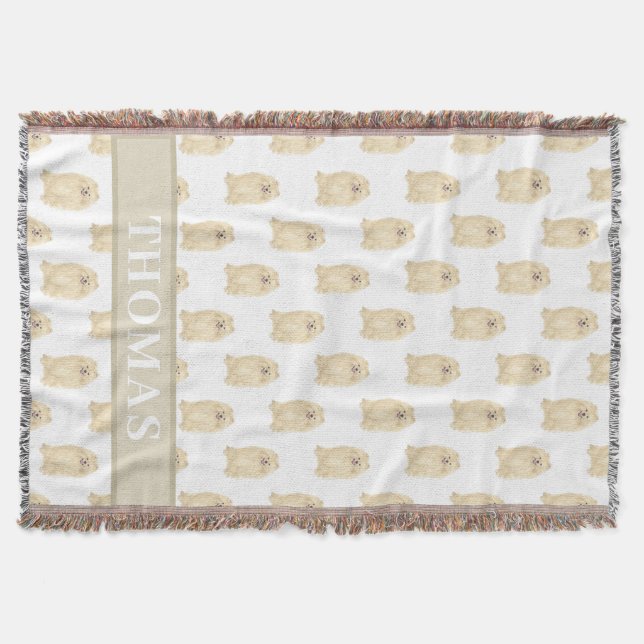Personalised Pomeranian  Throw Blanket (Front)