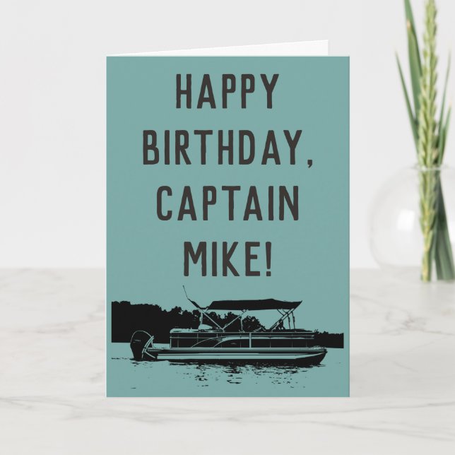 Personalised Pontoon Boat Owners Birthday Card (Front)