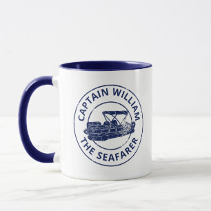 Personalised Pontoon Boat Owners Distressed Style Mug