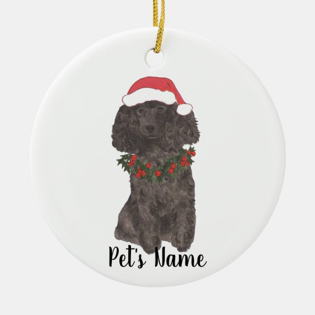 Personalised Poodle (Black) Ceramic Ornament (Front)