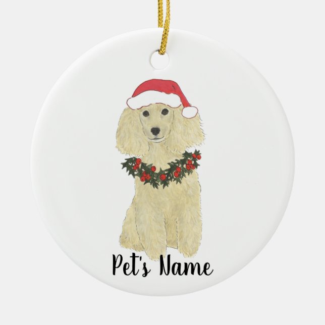 Personalised Poodle (Blonde Golden Tan) Ceramic Ornament (Front)