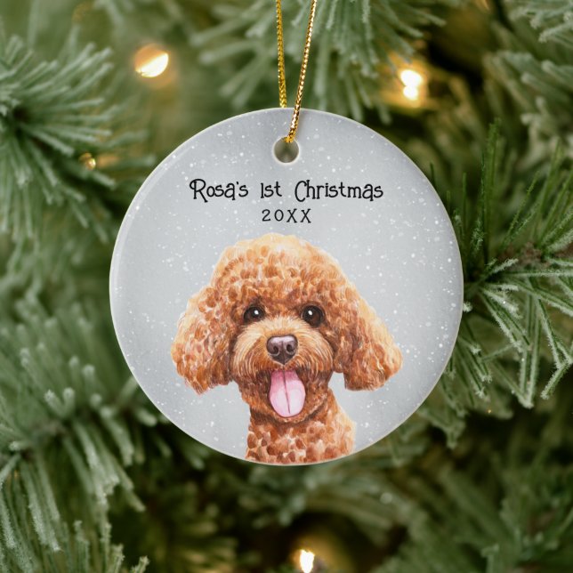 Personalised Poodle Ceramic Ornament (Tree)