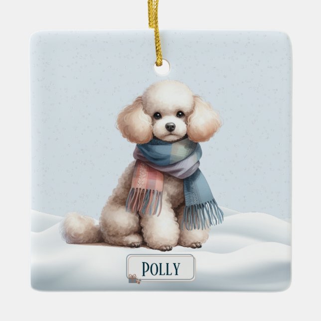 Personalised Poodle Christmas Ornament (Front)