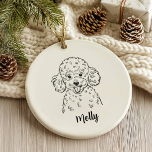 Personalised Poodle Dog Christmas Ceramic Ornament