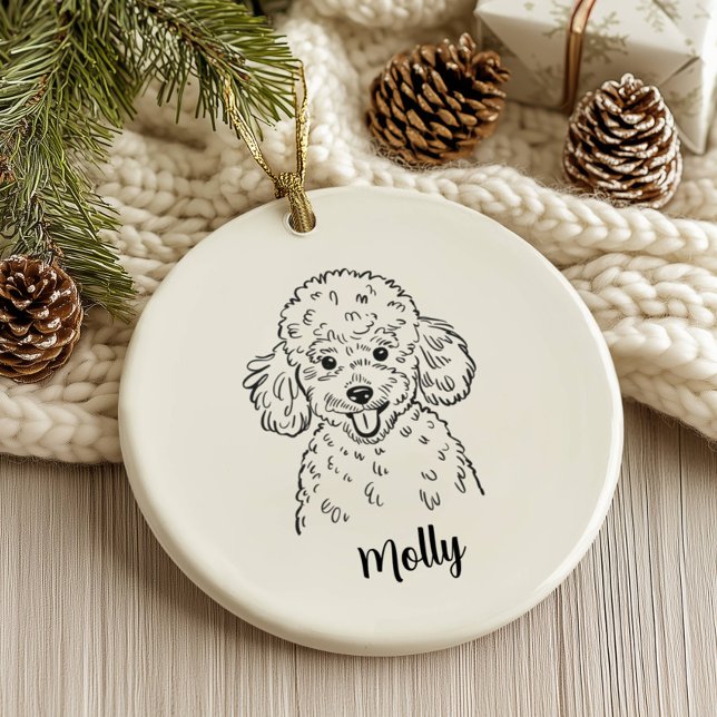 Personalised Poodle Dog Christmas Ceramic Ornament (Creator Uploaded)