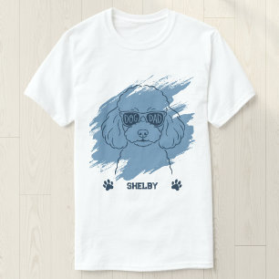 Personalised Poodle Dog Dad Ice Blue Brush T-Shirt