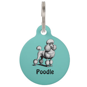 Personalised Poodle Dog Round Pet Tag